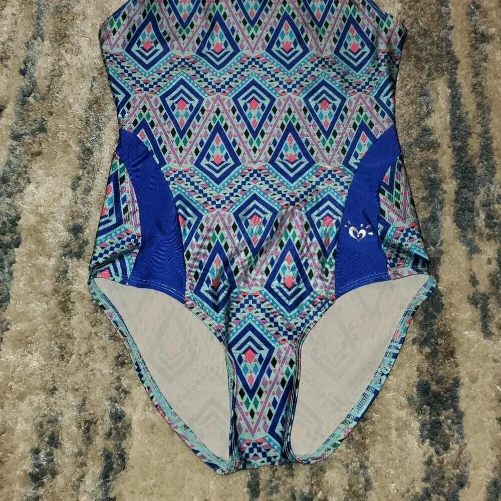 Justice Tribal Blue Print Swimsuit || sz10